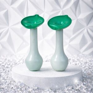 PAIR vintage Jack in the Pulpit Cased Glass Vases